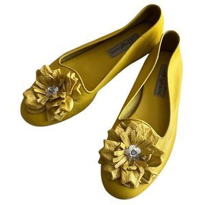 Brighton Mustard Leather Flats with Embellishments 8